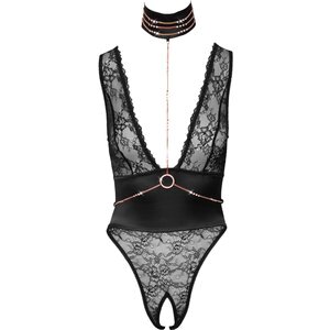 Body ouvert mit Halsband und Strassketten, alles abnehmbar