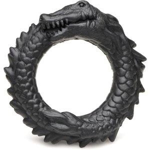 XR Brands - Schwarzer Kaiman Silikon-Penisring - Schwarz