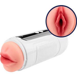 Elektrischer Masturbator mit 2 Liebesöffnungen, 21 cm