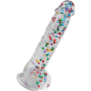 Glitzerherz-Dildo mit Saugfuß, 16,5 cm