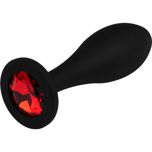 Silikon-Analplug mit Schmuckstein - Größe M, 9,5 cm