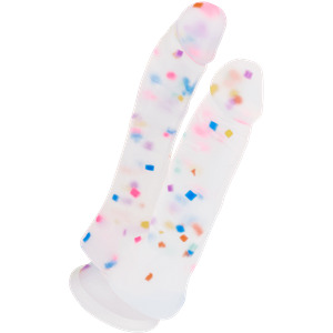 Silikon-Doppeldildo mit Konfetti, 17,5 cm