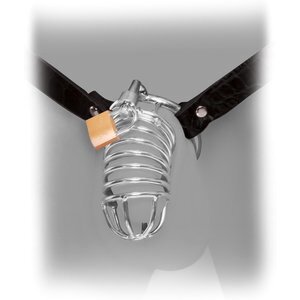 Peniskäfig „Extreme Chastity Belt“ mit Hüftgurt aus Leder