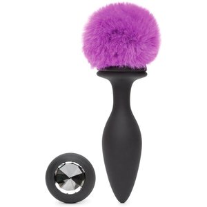 Happy Rabbit - Rechargeable Vibrating Butt Plug Black & Purple Large