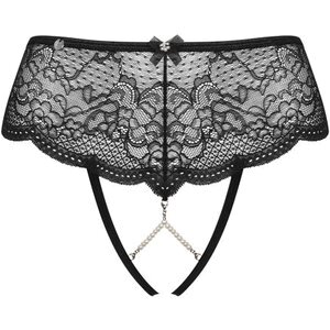 Pearlove sexy Tanga mit offenem Schritt und mit Perlen