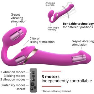 Strap-On-Me - Strap-on Multi Orgasm Remote Controlled 3 Motors Fuchsia M