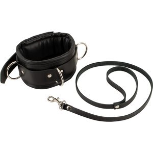 Leder-Halsfessel mit Leder-Leine